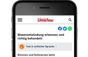 Wort & Bild Verlagsgruppe - Unternehmensmeldungen: apotheken-umschau.de bietet als erstes deutschsprachiges Gesundheitsportal Inhalte in Einfacher Sprache - Barrierearme Texte machen Gesundheitsinformationen leicht verständlich (FOTO)
