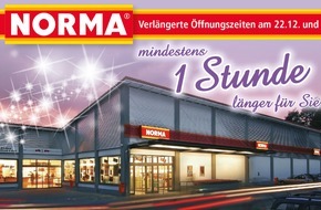 NORMA: NORMA: Freitag und Samstag vor Heiligabend eine Stunde länger geöffnet! / Discounter aus Nürnberg ermöglicht entspannteren Weihnachtseinkauf (FOTO)