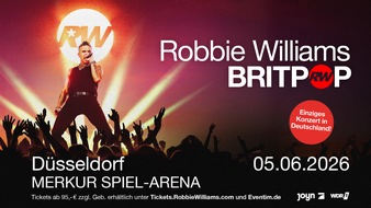 MCT Agentur GmbH: Robbie Williams spielt sein einziges Deutschland-Konzert 2026 in Düsseldorf