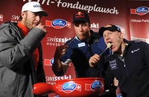 Emmi Schweiz AG: Weltmeisterlicher Fondueplausch mit Cuche, Svindal und Miller