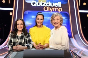 ARD Das Erste: Schauspiel-Ikonen gegen den Olymp: Anna Thalbach und Jutta Speidel bei Esther Sedlaczek / "Quizduell-Olymp" am Freitag, 9. Juni, 18:50 Uhr im Ersten