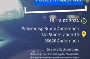 Polizeipräsidium Koblenz: POL-PPKO: Schnupperpraktikum bei der Polizeiinspektion Andernach