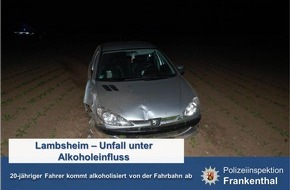 Polizeidirektion Ludwigshafen: POL-PDLU: Verkehrsunfall unter Alkoholeinfluss