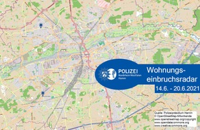 Polizeipräsidium Hamm: POL-HAM: Wohnungseinbruchsradar Hamm für die Woche 14.06.2021 bis 20.06.2021