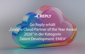 Reply Deutschland SE: Go Reply erh&auml;lt &bdquo;Google Cloud Partner of the Year Award 2026&rdquo; in der Kategorie &bdquo;Talent Development: EMEA&ldquo;