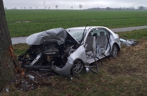 Polizeiinspektion Stade: POL-STD: 86-jähriger Autofahrer bei Unfall in Ohrensen tödlich verletzt