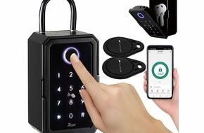 PEARL GmbH: Xcase Smarter Schlüssel-Safe SAF-150.app, Touch-PIN, Fingerprint, Transponder, Bluetooth: Jederzeit Zugriff auf Schlüssel haben und geben - optional weltweit