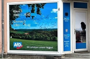 Landespolizeiinspektion Nordhausen: LPI-NDH: Politisch motivierte Sachbeschädigung an Wahlkreisbüro