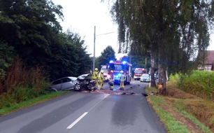 Polizei Minden-Lübbecke: POL-MI: Auto prallt gegen Baum: 19-jähriger Hiller schwer verletzt