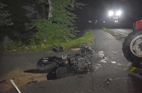 Polizeiinspektion Stade: POL-STD: 26-jähriger Motorradfahrer bei Unfall in Drochtersen schwer verletzt
