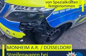 Polizei Mettmann: POL-ME: Streifenwagen bei Verfolgungsfahrt verunfallt: Tatverd&auml;chtiger von Spezialkr&auml;ften festgenommen - 2603020
