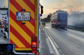 Feuerwehr Dorsten: FW-Dorsten: +++ LKW-Brand auf der BAB 31 +++