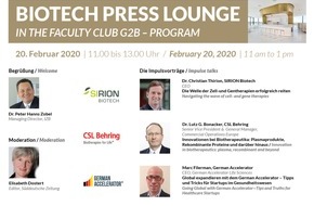 Fördergesellschaft IZB mbH: 20.02.2020: Einladung Biotech Presse-Lounge im Innovations- und Gründerzentrum Biotechnologie in Martinsried bei München
