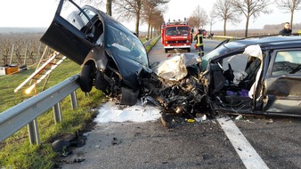 Polizeidirektion Worms: POL-PDWO: Verkehrsunfall mit 2 schwer verletzten Personen und hohem Sachsachaden