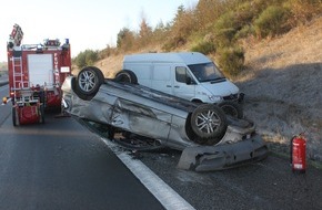 Polizeidirektion Kaiserslautern: POL-PDKL: A 63, Sembach	Pkw überschlägt sich