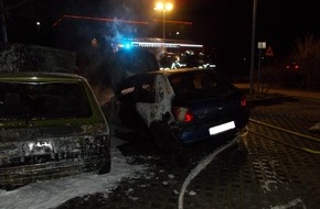 Polizeidirektion Landau: POL-PDLD: Landau: 07.04.2018, 20.50 Uhr

Zwei Fahrzeuge komplett ausgebrannt