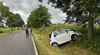 Polizeidirektion Wittlich: POL-PDWIL: Smart überschlägt sich, Fahrerin leicht verletzt