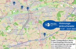 Polizeipräsidium Hamm: POL-HAM: Wohnungseinbruchsradar Hamm für die Woche vom 17. Juli bis 23. Juli