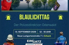 Polizeipr&auml;sidium S&uuml;dhessen: POL-DA: Erbach: Blaulichttag bei der Polizeidirektion Odenwald am 13. September