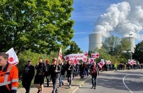IGBCE Industriegewerkschaft Bergbau, Chemie, Energie: Mehr als 2000 Mitarbeitende im Warnstreik bei der LEAG