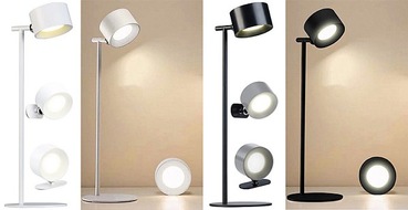 PEARL GmbH: Wandlampe, Tischlampe oder Handleuchte: Lunartec 3in1-Akku-LED-Leuchte, 30 Std. Leuchtdauer, 243 lm, Aluminium, weiß/schwarz
