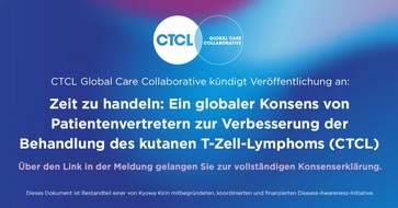 Kyowa Kirin GmbH: Diagnose und Therapie von kutanen T-Zell-Lymphomen (CTCL) müssen verbessert werden / Der Konsens der "CTCL Global Care Collaborative" ist Wegbereiter für eine bessere Versorgung