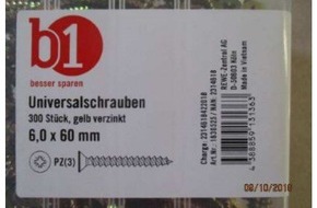 toom Baumarkt GmbH: toom Baumarkt ruft Universalschraube zurück