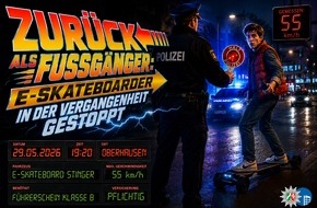 Polizeipr&auml;sidium Oberhausen: POL-OB: Nicht ganz wie Marty McFly: Mit 55 km/h auf dem E-Skateboard unterwegs