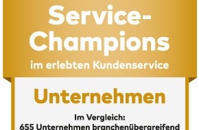 ServiceValue GmbH: Diese Unternehmen begeistern mit ihrem Service / Kunden küren ihre „Service-Champions Schweiz“ aus 655 Unternehmen
