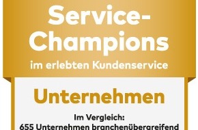 ServiceValue GmbH: Diese Unternehmen begeistern mit ihrem Service / Kunden küren ihre „Service-Champions Schweiz“ aus 655 Unternehmen