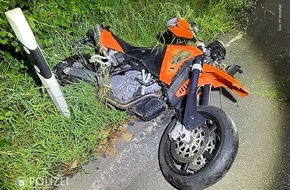 Polizeipräsidium Westpfalz: POL-PPWP: Mit gestohlenem Motorrad Unfall gebaut