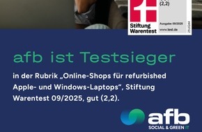 AfB gemeinn&uuml;tzige GmbH: Stiftung Warentest: IT-Refurbisher afb social & green IT ist bester Online-Shop f&uuml;r refurbished Apple- und Windows-Laptops