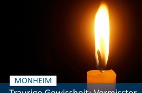 Polizei Mettmann: POL-ME: Vermisster Monheimer tot aufgefunden - Monheim am Rhein - 2102131
