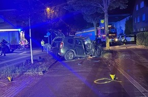 Kreispolizeibeh&ouml;rde Borken: POL-BOR: Bocholt - Alkoholisiert gegen Baum gefahren - vier Personen im Fahrzeug