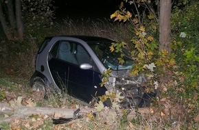 Polizei Düren: POL-DN: Auto prallt gegen Baum - Fahrer leicht verletzt