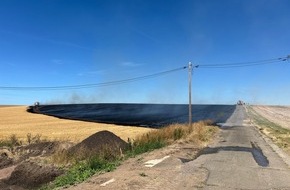 Landespolizeiinspektion Nordhausen: LPI-NDH: Fl&auml;chenbrand bei Bad Langensalza - Mehrere Hektar betroffen
