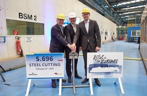 AIDA Cruises: AIDA Cruises: Baustart für das weltweit erste LNG-Kreuzfahrtschiff auf der Meyer Werft in Papenburg / Vormerkungen für erste Reisen rund um die Kanaren bereits ab heute möglich