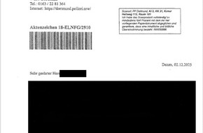 Polizei Dortmund: POL-DO: Alte Betrugsmasche mit neuem Dreh: Polizei warnt vor angeblichen Polizei-E-Mails