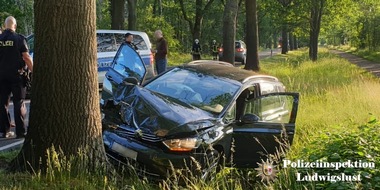 Polizeiinspektion Ludwigslust: POL-LWL: PKW prallte gegen Baum