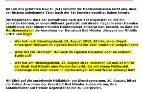 Polizeiinspektion Hameln-Pyrmont/Holzminden: POL-HM: Entsorgte Täter Beweise in fremder Mülltonne? / Mordkommission sucht Zeugen