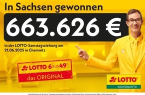 Sächsische Lotto-GmbH: 663.626 Euro bei LOTTO 6aus49 in Chemnitz gewonnen