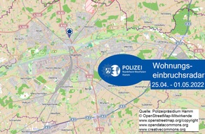 Polizeipräsidium Hamm: POL-HAM: Wohnungseinbruchsradar Hamm für die Woche vom 25. April bis 01. Mai 2022