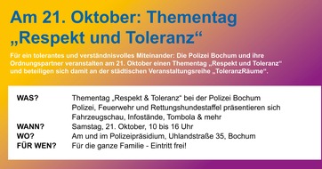 Polizei Bochum: POL-BO: ERINNERUNG: Aktionstag der Polizei Bochum am 21. Oktober