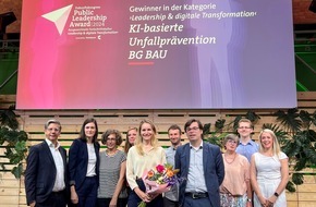 BG BAU Berufsgenossenschaft der Bauwirtschaft: Public Leadership Award 2024 für die BG BAU: Arbeitsunfälle vermeiden durch Künstliche Intelligenz