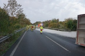 Feuerwehr Ratingen: FW Ratingen: LKW-Unfall auf der A44