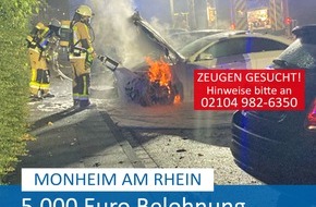 Polizei Mettmann: POL-ME: Brandserie im Berliner Viertel: Belohnung in Höhe von 5.000 Euro ausgelobt - Zeugen gesucht! - Monheim am Rhein - 2209079