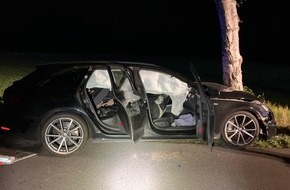Polizeiinspektion Stade: POL-STD: Bei vier Autos im Alten Land die Tankdeckel aufgebrochen und Kraftstoff abgezapft, Mit Audi gegen Baum gefahren - Fahrer fl&uuml;chtet in die Dunkelheit