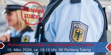 Bundespolizeidirektion M&uuml;nchen: Bundespolizeidirektion M&uuml;nchen: Pfefferspray in S-Bahn verspr&uuml;ht / Bundespolizei sucht betroffene Reisende