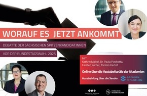 Evangelische Akademie Sachsen: Worauf es jetzt ankommt: Debatte der sächsischen SpitzenkandidatInnen vor der Bundestagswahl 2025