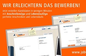 Jobware GmbH: Lebenslauf2go + Anschreiben2go / Die Jobbörse Jobware erleichtert das Bewerben